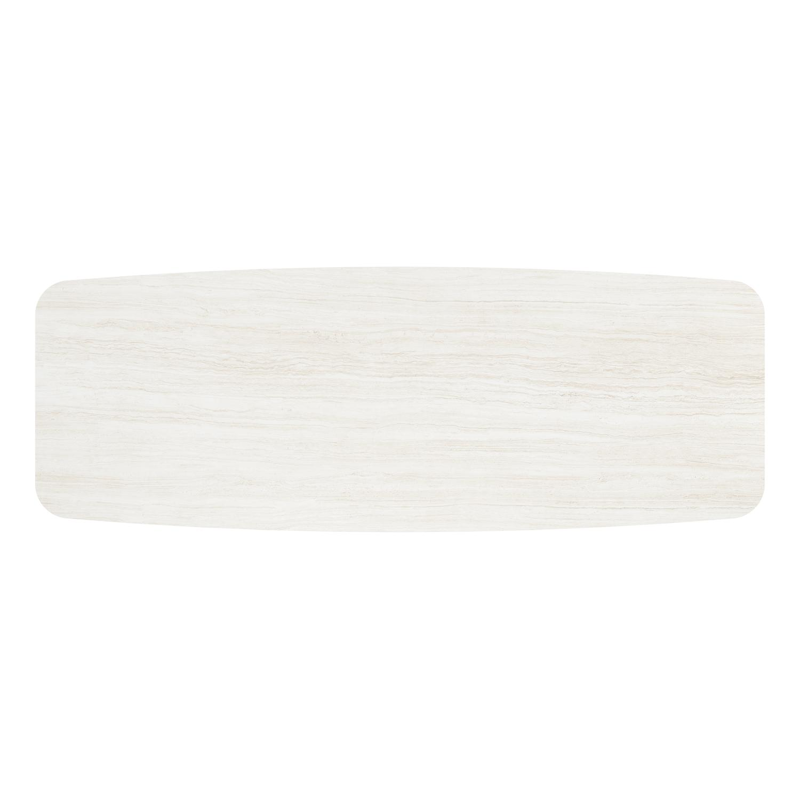 Orso tuintafel bootvorm in wit aluminium en volkeramiek calista - L 315 x B 115 x H 73.5 cm