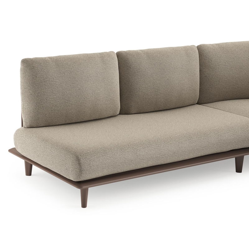 Bomero loungehoek in taupe aluminium met catania beige all weather cosytica kussen