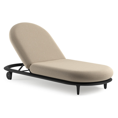 Bomero verstelbaar ligbed in zwart aluminium met althea chalk all weather cosytica