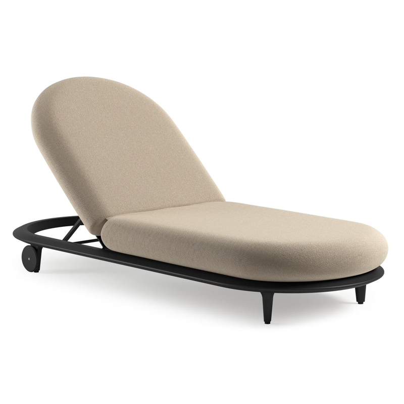 Bomero verstelbaar ligbed in zwart aluminium met althea chalk all weather cosytica