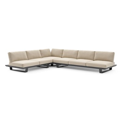 Pagino loungehoek in zwart aluminium met althea chalk all weather cosytica kussen