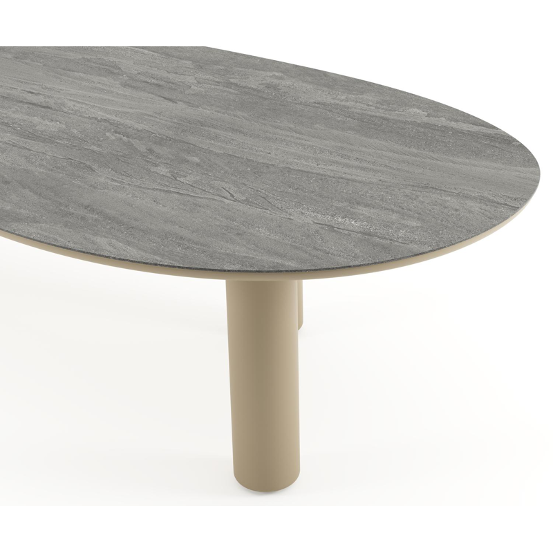 Amico tuintafel organisch in beige aluminium en volkeramiek Aspen Grey - L 320 x B 145 x H 73.5 cm