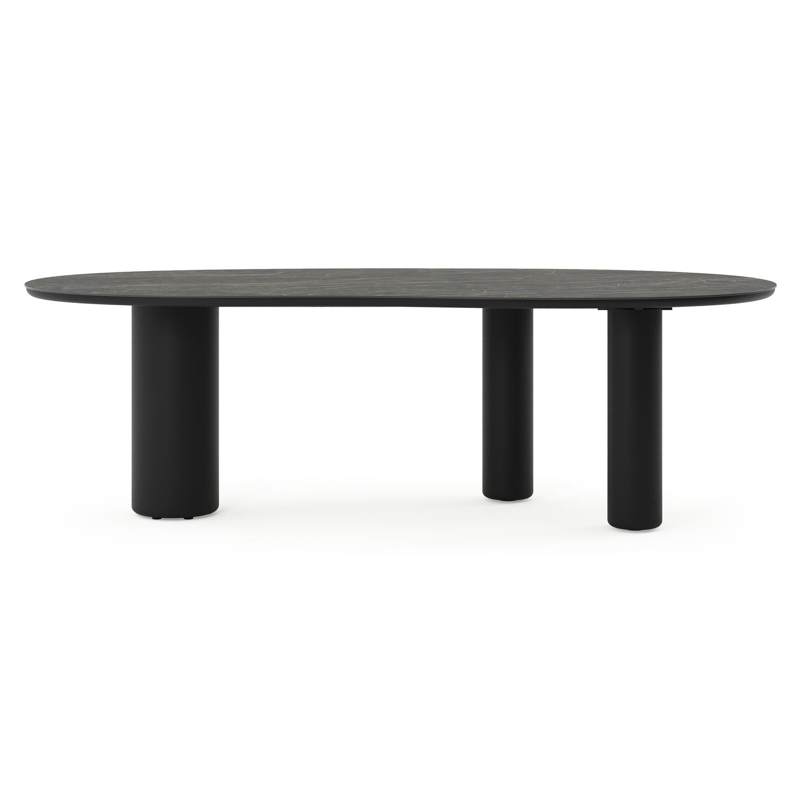 Table de jardin Amico organique en aluminium noir et céramique pleine Black Obsession - Lg. 240 x Lrg. 110 x Haut. 73.5 cm