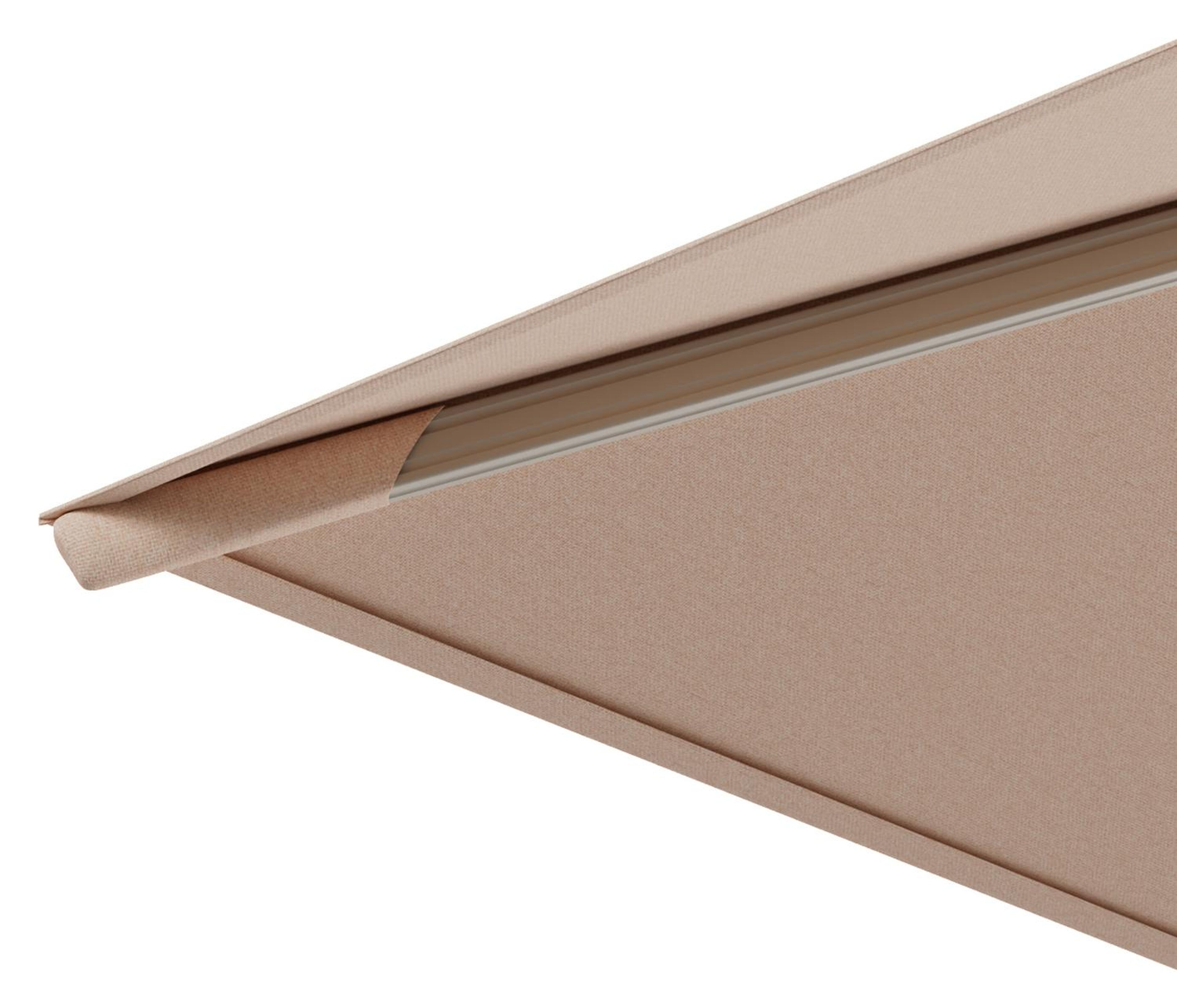 Avola zweefparasol met tiltfunctie in beige aluminium en All Weather Sunbrella Premium Natte Linen Chalk parasoldoek - L1 300 x L2 300 cm (zonder voet)