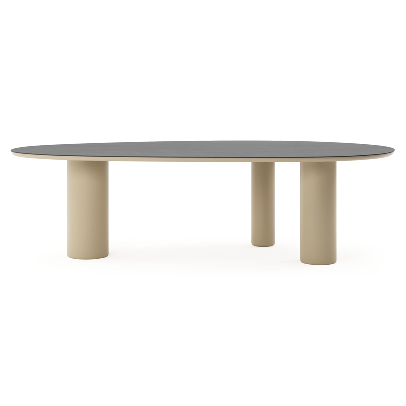 Amico tuintafel mango in beige aluminium en volkeramiek Basalt Black - L 260 x B 130 x H 73.5 cm