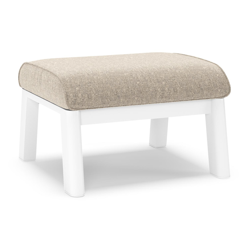 Cirello poef in wit aluminium met chartres pewter all weather sunbrella® luxe kussen