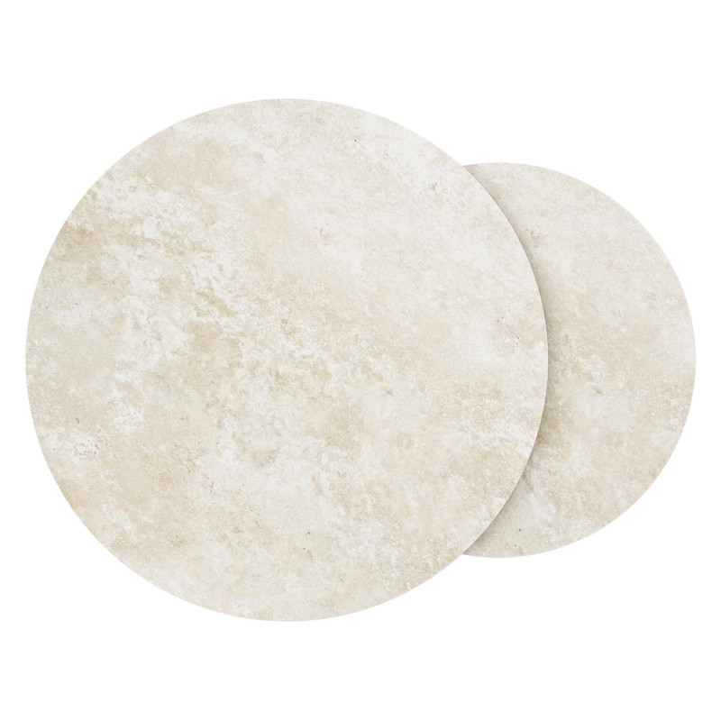 Ensemble de 2 tables d'appoint Fano ronde en aluminium beige et céramique pleine Rapolano - Diam. 85 x Haut. 35 cm