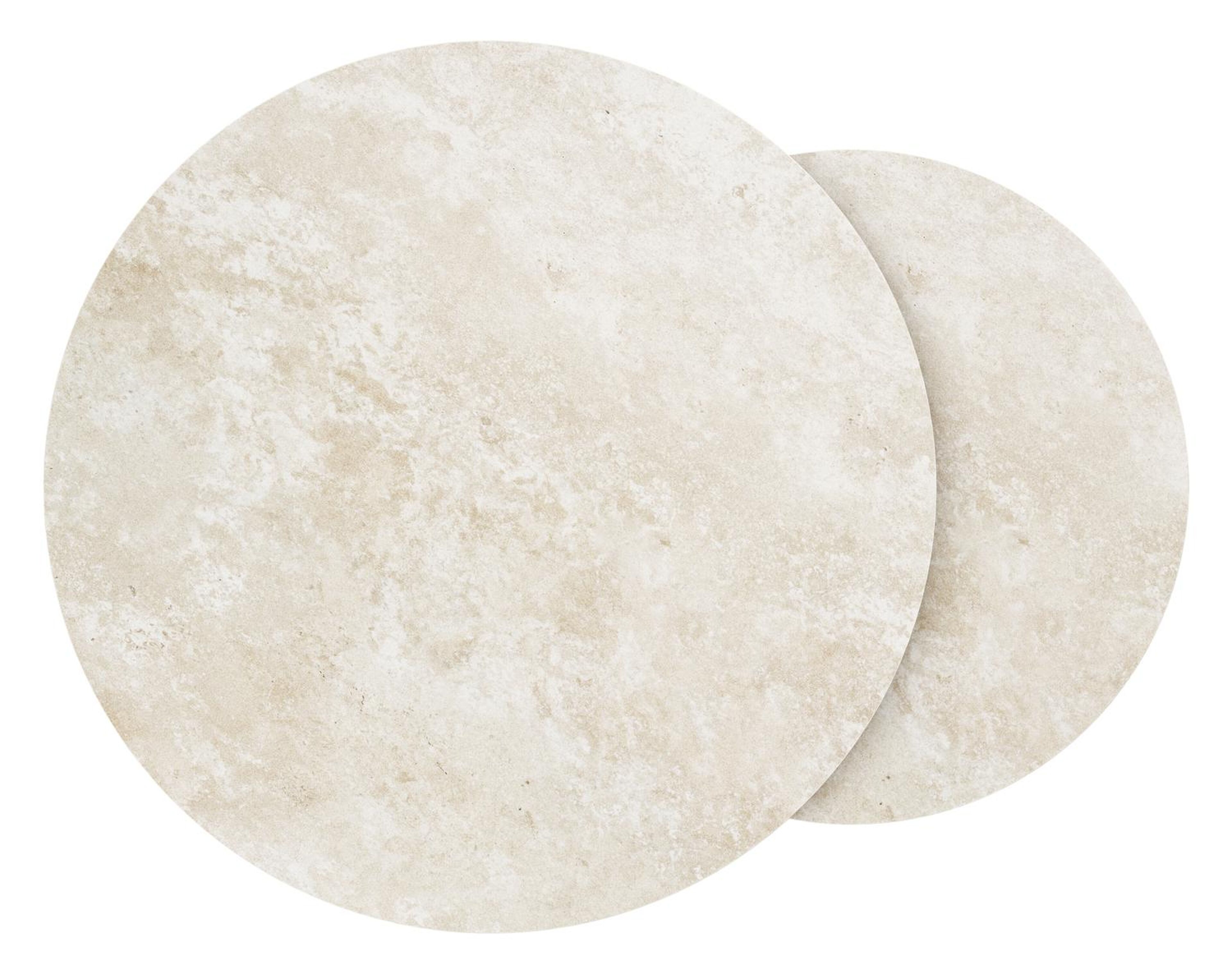 Fano set van 2 loungetafels rond in beige aluminium en volkeramiek Rapolano - Dia. 85 x H 35 cm