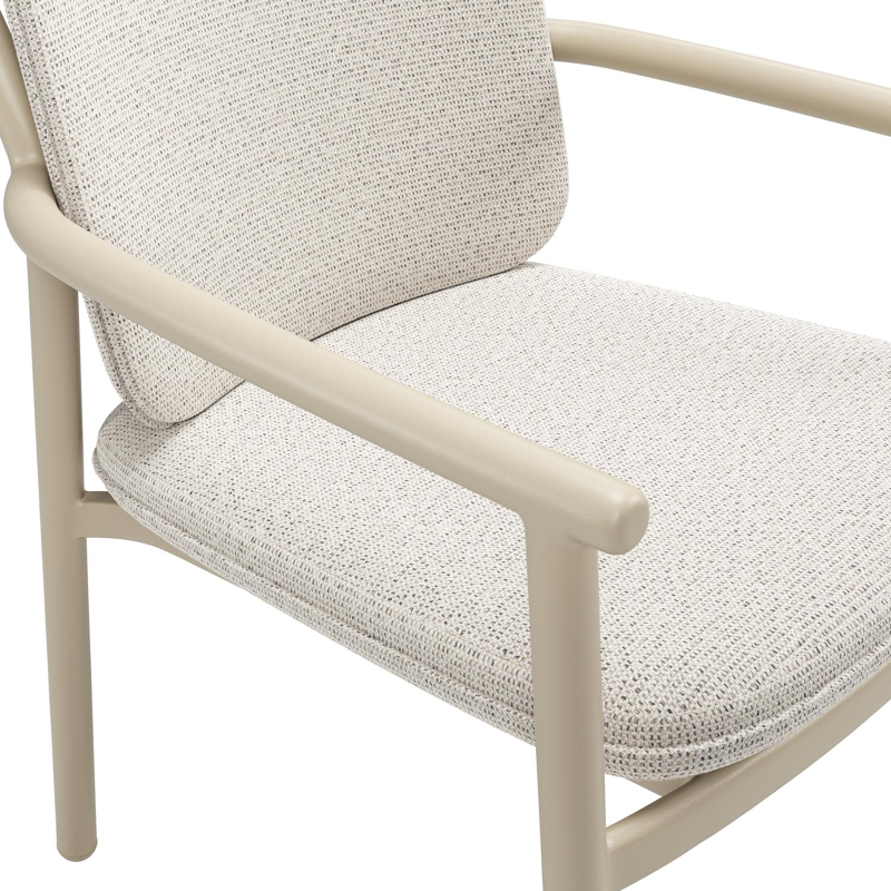Bono stapelbare tuinstoel in beige aluminium met stoelkussen in All Weather Solica Firenze Natural