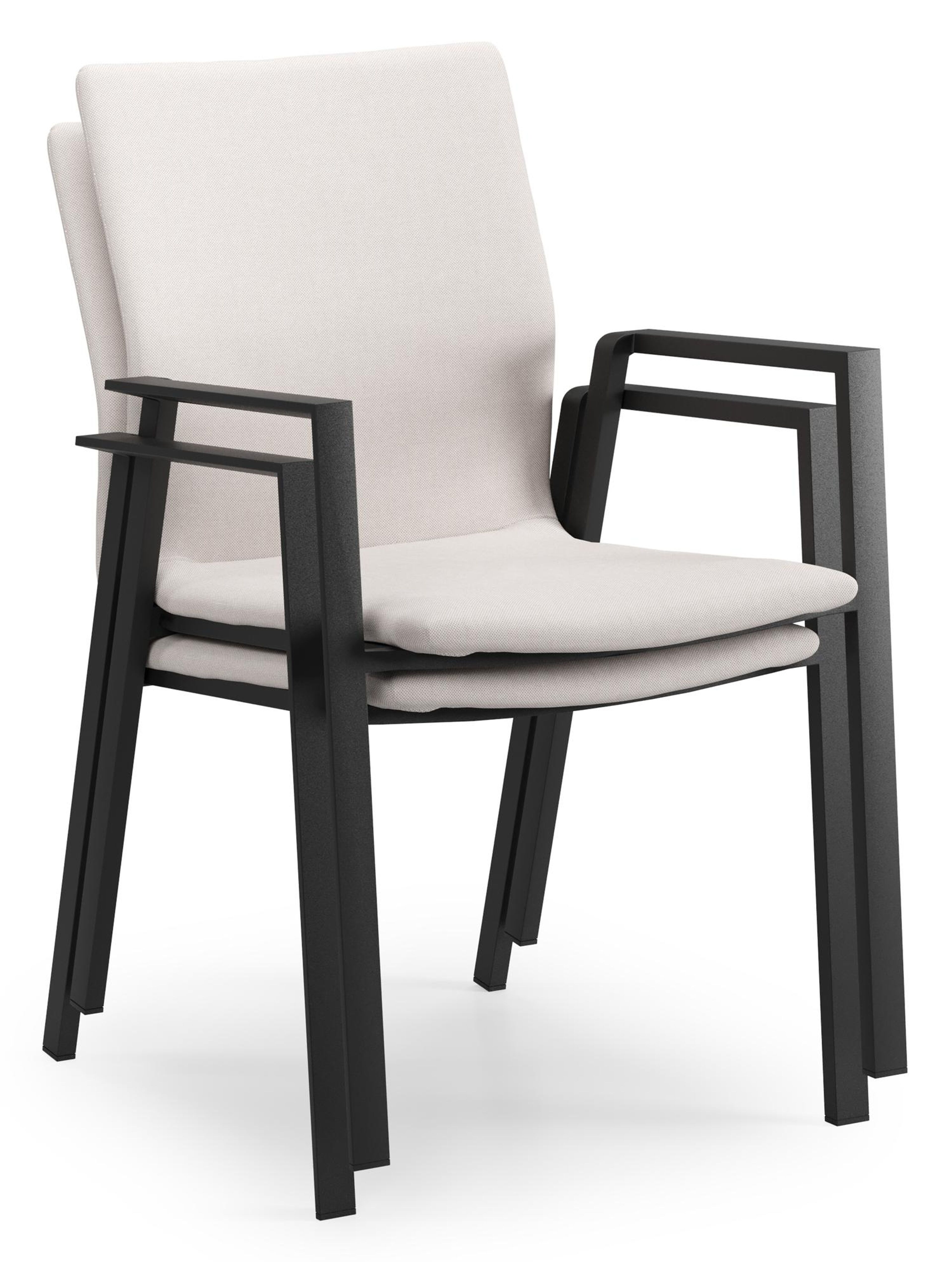 Mira ensemble de jardin rectangulaire arrondi en aluminium noir en sintered stone crema minerale avec 10 chaises de jardin Madura