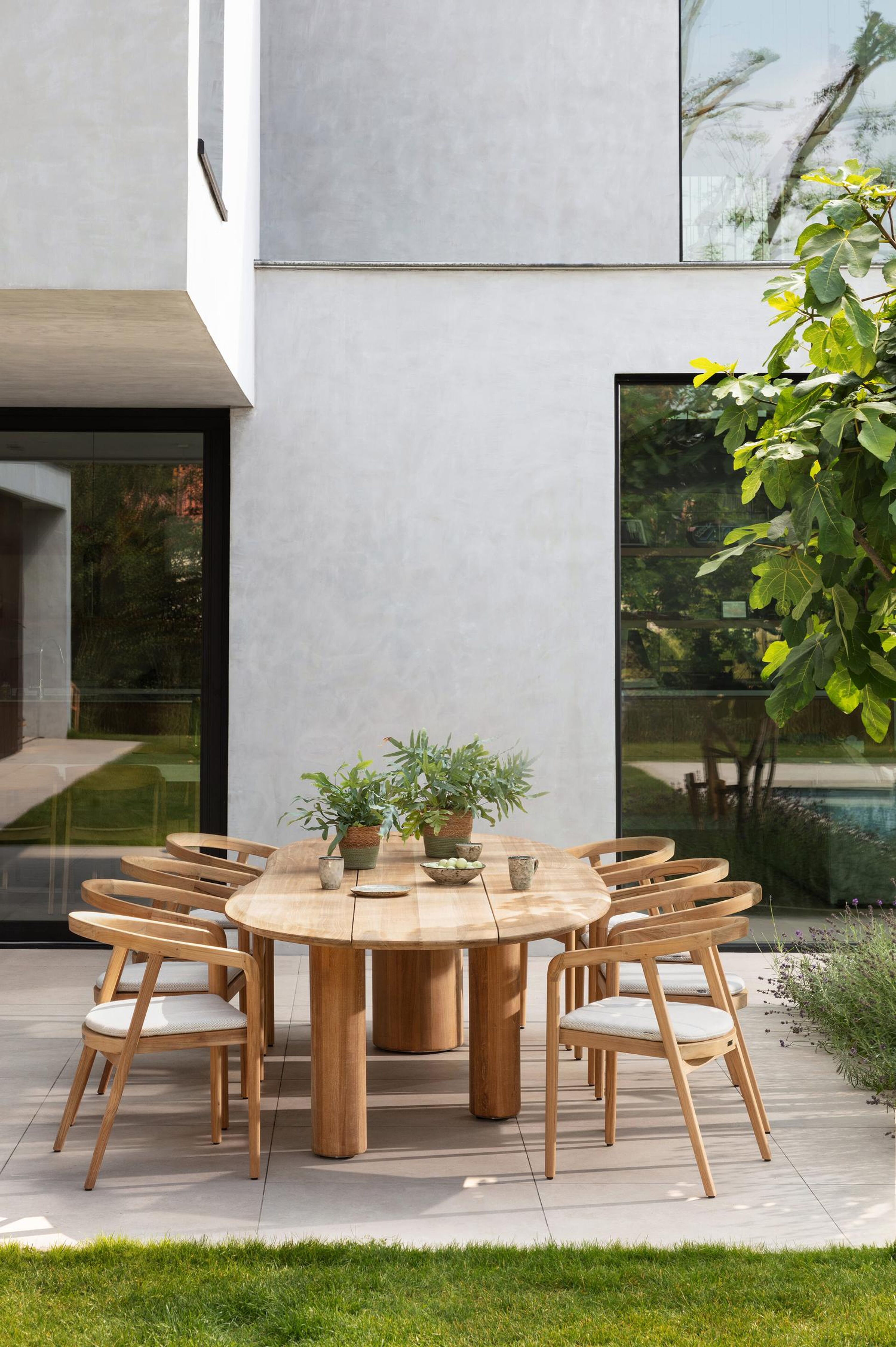 Organo tuintafel organisch in teak - L 320 x B 128 x H 74 cm