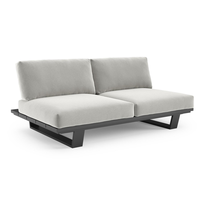 Pagino loungebank in zwart aluminium met lopi ash all weather sunbrella® luxe kussen