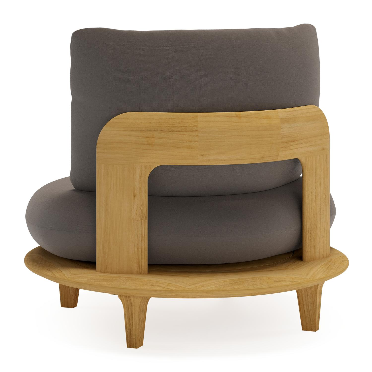 Bomero loungestoel in teak met natte nature grey all weather sunbrella® luxe kussen