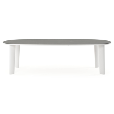 Table de jardin Amico bombo xl en aluminium blanc et céramique pleine Calatorao - Lg. 270 x Lrg. 148 x Haut. 73.5 cm