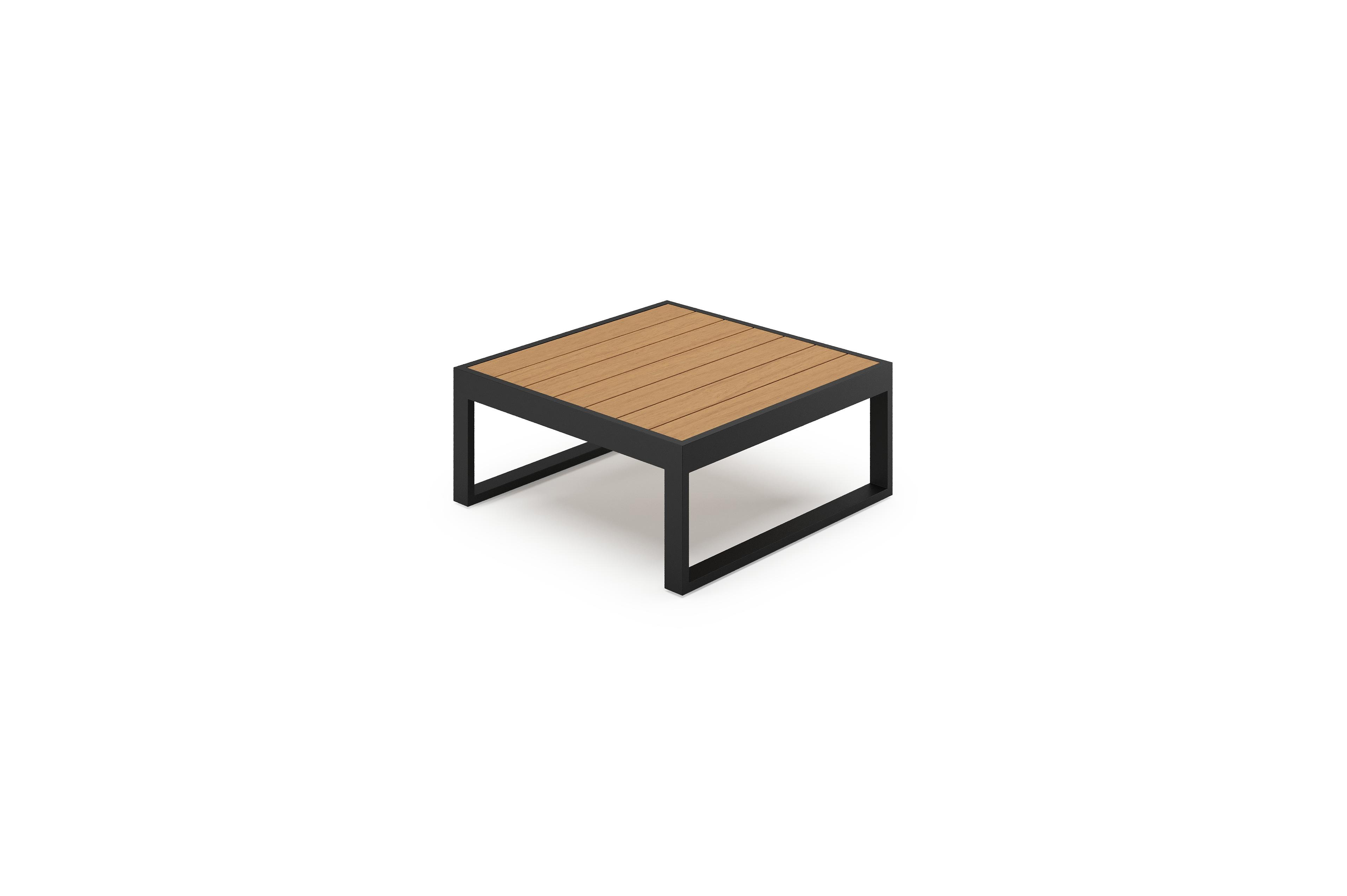 Caldela loungetafel in zwart aluminium en polywood - L 70 x B 70 x H 30.5 cm