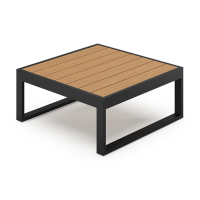 Caldela loungetafel in zwart aluminium en polywood - L 70 x B 70 x H 30.5 cm
