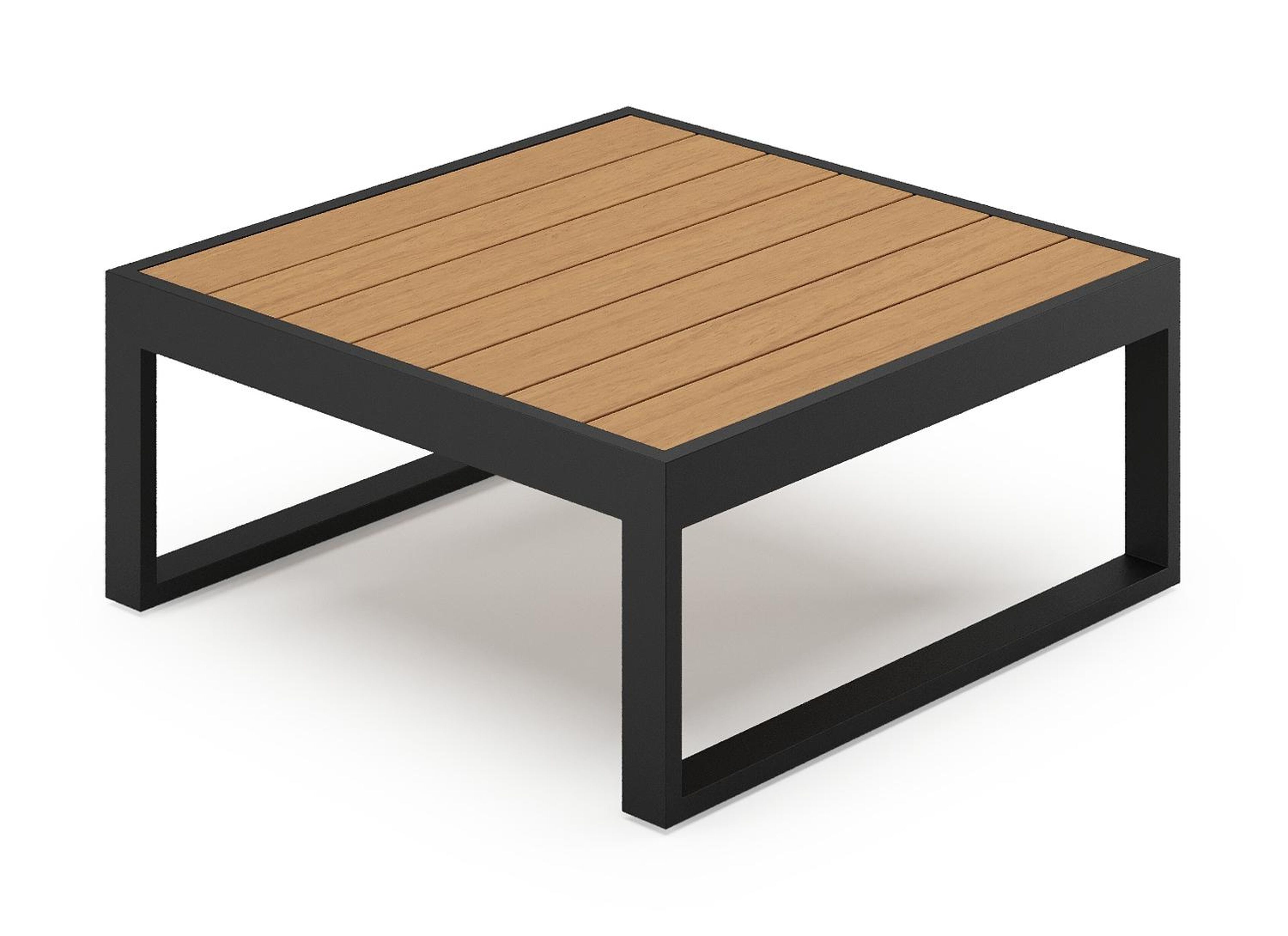 Caldela loungetafel in zwart aluminium en polywood - L 70 x B 70 x H 30.5 cm