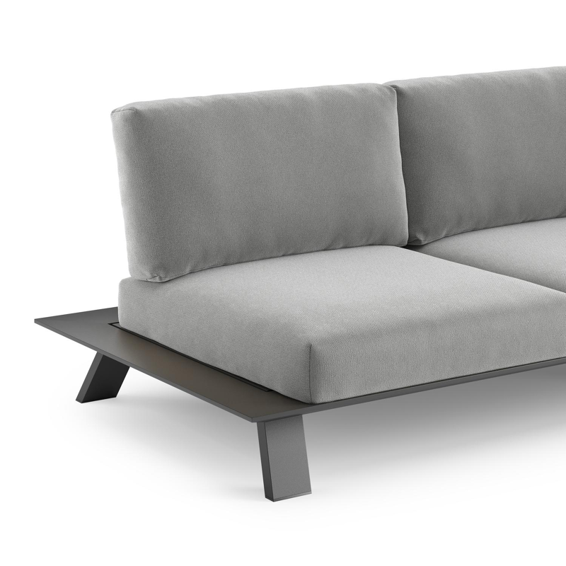 Cesano loungebank in zwart aluminium met savane grey all weather Sunbrella® luxe kussen