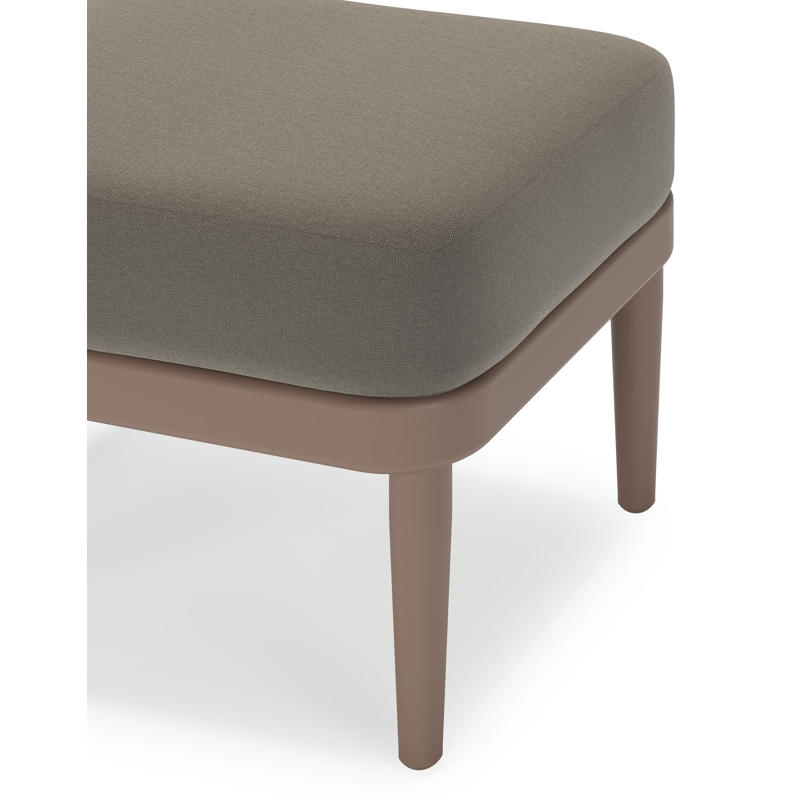Pouf Orso en aluminium taupe et coussins en all weather sunbrella® luxe Natte Carbon Beige