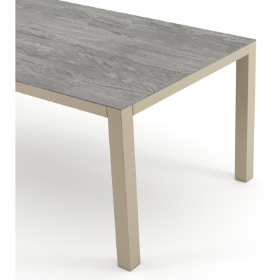 Como tuintafel rechthoekig in beige aluminium en volkeramiek Aspen Grey - L 200 x B 100 x H 73 cm