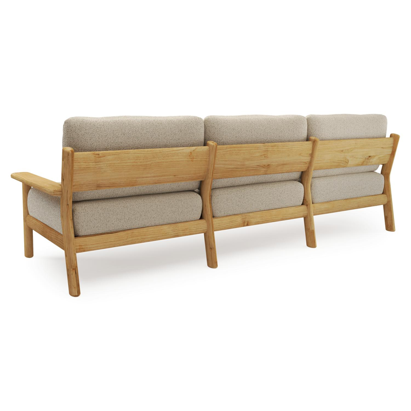 Canapé de jardin Amaro en teck et coussins en all weather cosytica bora forest