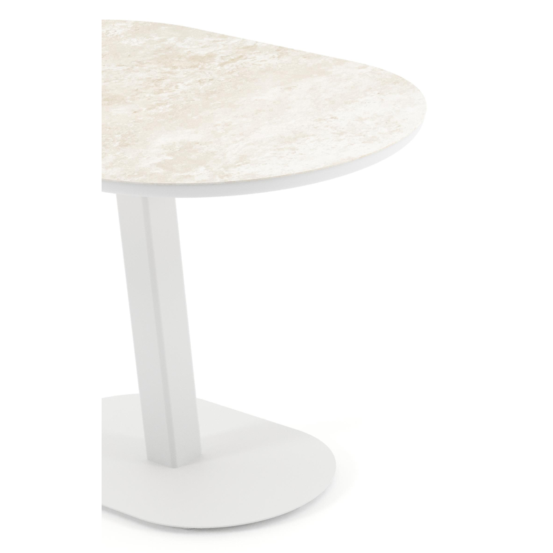 Table de jardin Teramo inclinable bombo en aluminium blanc et céramique pleine Rapolano - Lg. 110 x Lrg. 70 x Haut. 74 cm