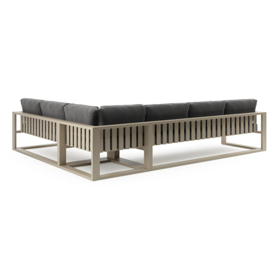 Verato loungehoek in beige aluminium met savane tornado all weather sunbrella® luxe kussen