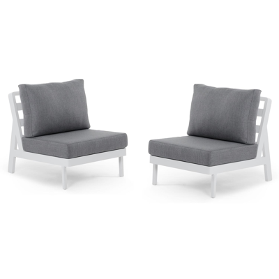 Aurano loungezetel 2 x 1-zit in wit aluminium met grijs weather+ softtouch kussen