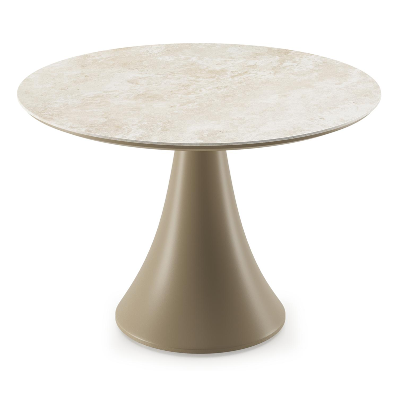 Fano low dining loungetafel rond in beige aluminium en volkeramiek Rapolano - Dia. 85 x H 55 cm