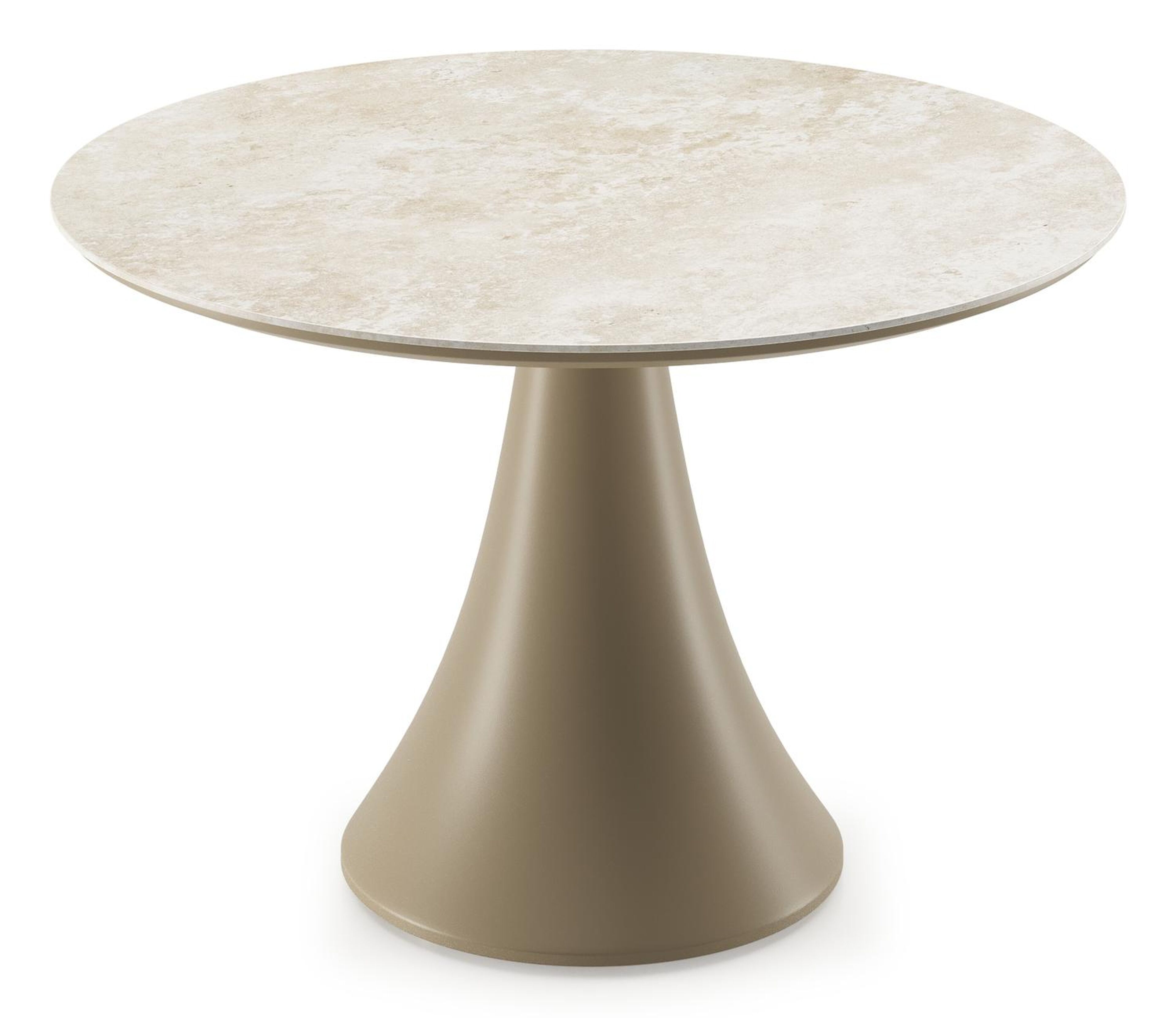 Fano low dining loungetafel rond in beige aluminium en volkeramiek Rapolano - Dia. 85 x H 55 cm