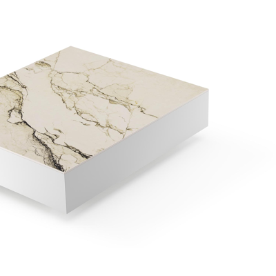 Como loungetafel in wit aluminium en colorado dunes volkeramiek - L 70 x B 80 x H 20 cm