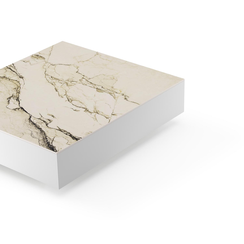 Como loungetafel in wit aluminium en colorado dunes volkeramiek - L 70 x B 80 x H 20 cm