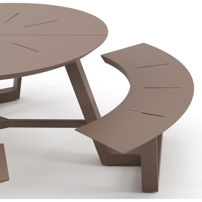 Rondino picknicktafelac in taupe aluminium - Dia. 207 x H 71.5 cm