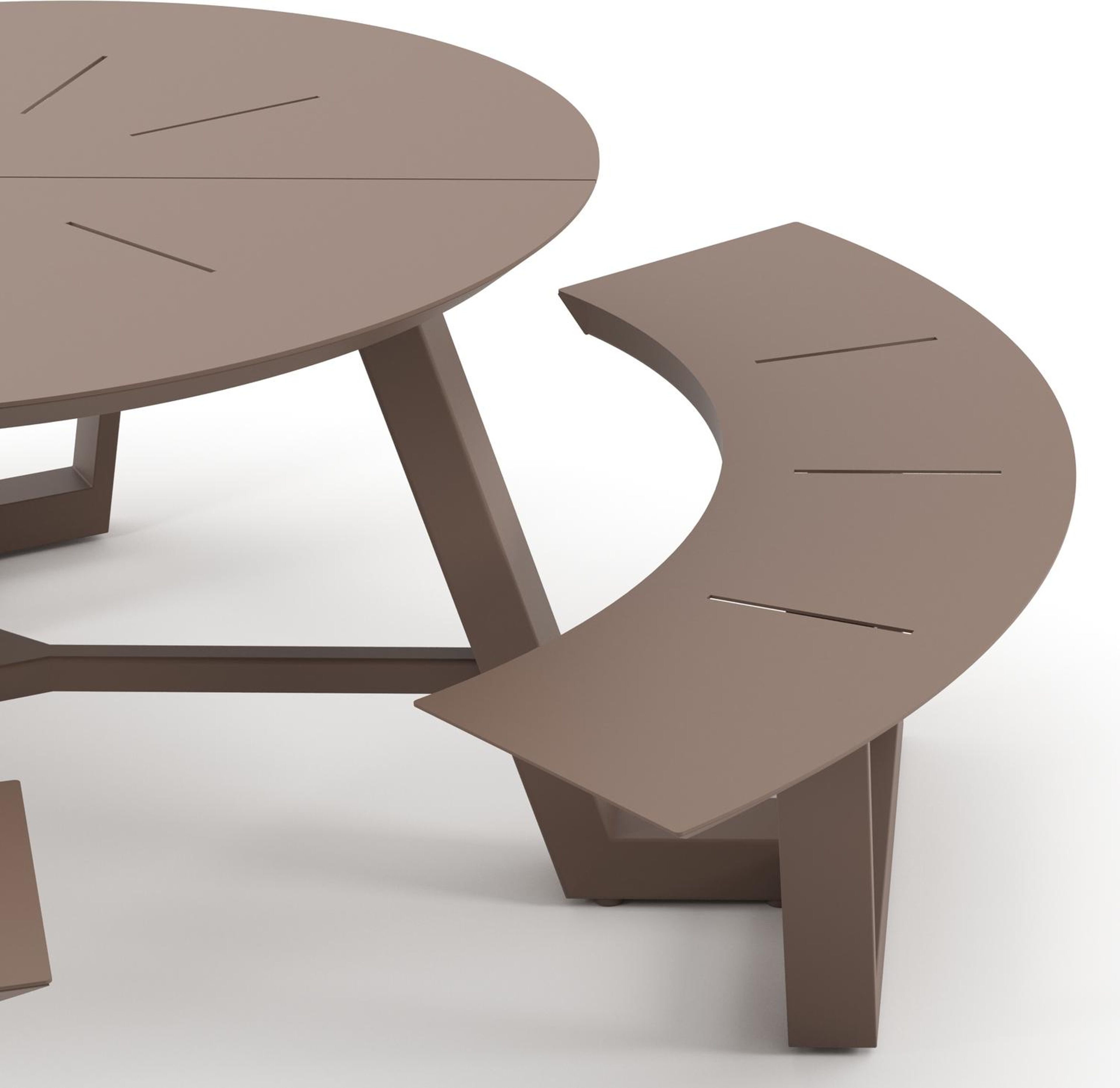 Rondino picknicktafel in taupe aluminium - Dia. 207 x H 71.5 cm