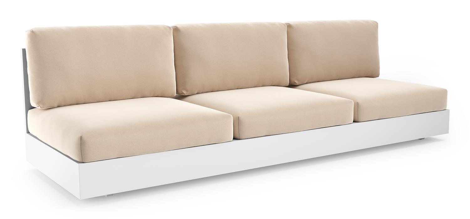 Como loungebank in wit aluminium met natte linen chalk all weather sunbrella® luxe kussen