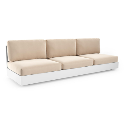 Como loungebank in wit aluminium met natte linen chalk all weather sunbrella® luxe kussen