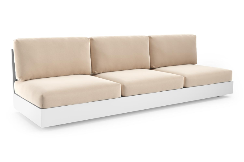 Como loungebank in wit aluminium met natte linen chalk all weather sunbrella® luxe kussen