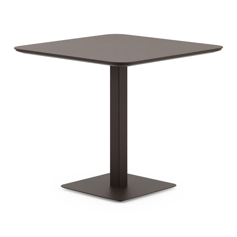 Fano kantelbare tuintafel rechthoekig afgerond in donkerbruin aluminium - L 80 x B 80 x H 72 cm