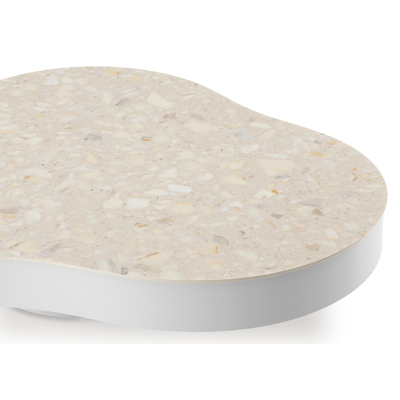 Lomano loungetafel in wit aluminium en volkeramiek Retrostone - L 131 x B 108 x H 8 cm