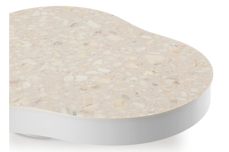 Lomano loungetafel in wit aluminium en volkeramiek Retrostone - L 131 x B 108 x H 8 cm