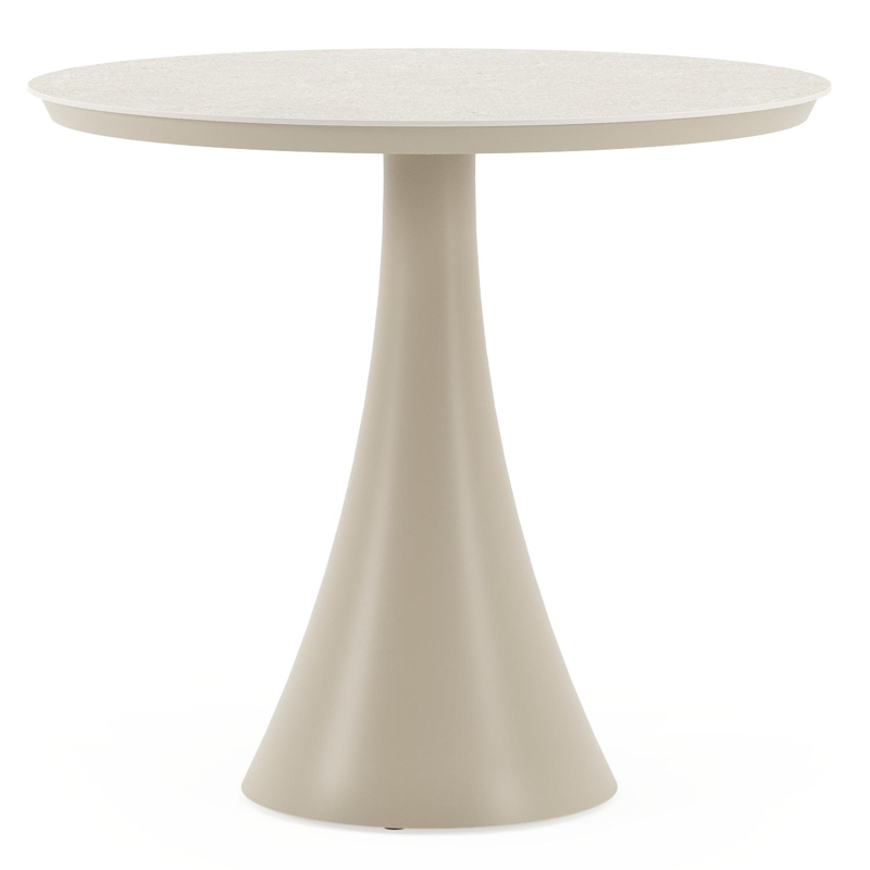 Fano tuintafel rond in beige aluminium en volkeramiek Shilin Dia. 85 x H 75 cm