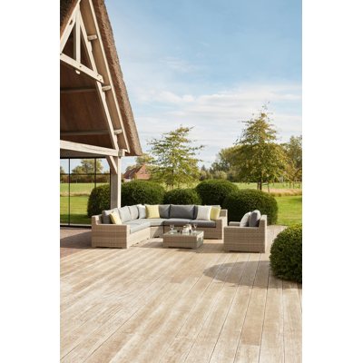 Pintura loungezetel 1-zit in grijs wicker en grijs met grijs weather+ softtouch kussen