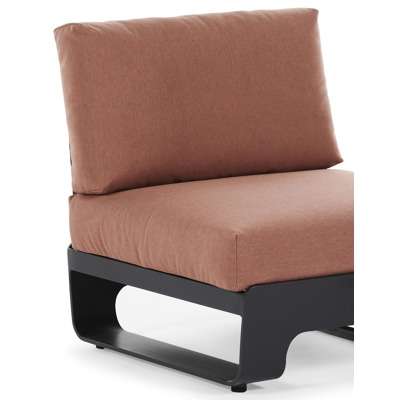 Atessa loungezetel 1-zit in zwart aluminium met heritage rust all weather sunbrella® luxe kussen