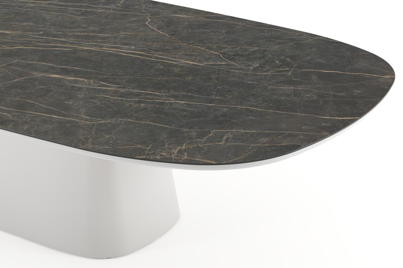 Amico tuintafel bombo xl in wit aluminium en volkeramiek Black Obsession - L 320 x B 148 x H 73.5 cm