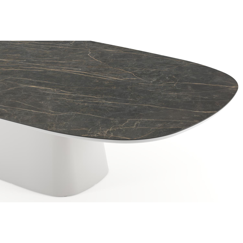 Amico tuintafel bombo xl in wit aluminium en volkeramiek Black Obsession - L 320 x B 148 x H 73.5 cm