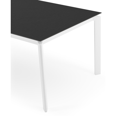 Cirello tuintafel rechthoekig in wit aluminium en volkeramiek Nero Black - L 200 x B 100 x H 75 cm