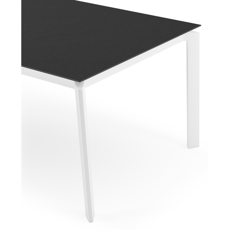 Cirello tuintafel rechthoekig in wit aluminium en volkeramiek Nero Black - L 200 x B 100 x H 75 cm