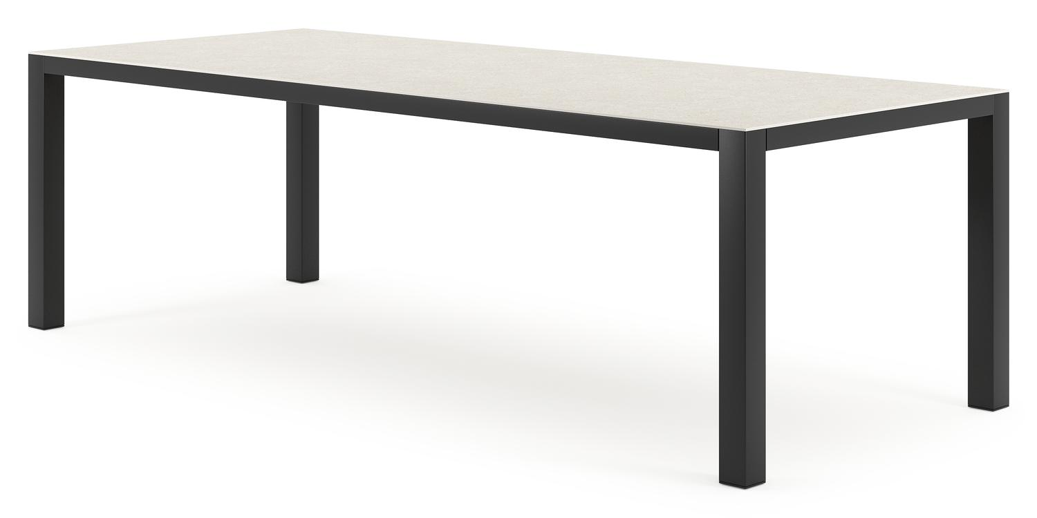 Como tuintafel in zwart aluminium en volkeramiek shilin - L 240 x B 100 x H 75 cm