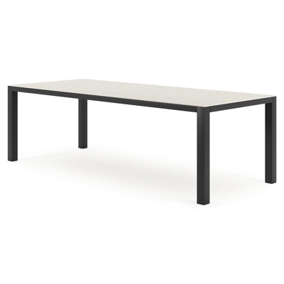 Table de jardin Como en aluminium noir et céramique pleine shilin - Lg 240 x Larg. 100 x H 75 cm