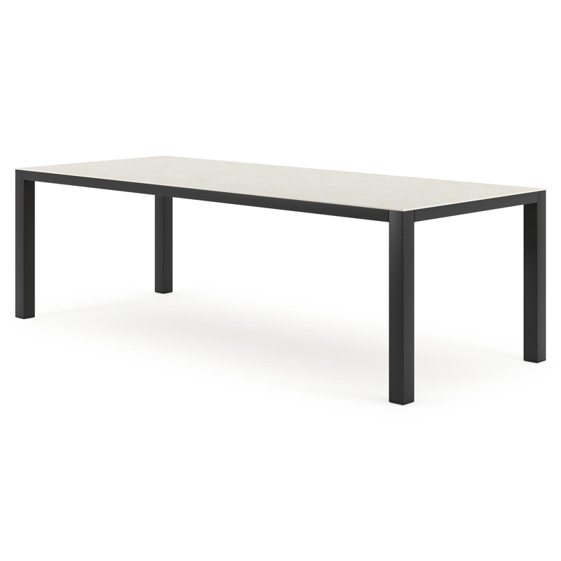 Como tuintafel in zwart aluminium en volkeramiek shilin - L 240 x B 100 x H 75 cm